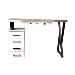 biurko do manicure z czarnymi nogami