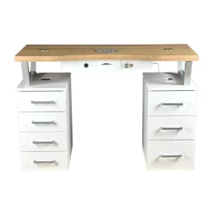 biurko do manicure z szufladami srebrne