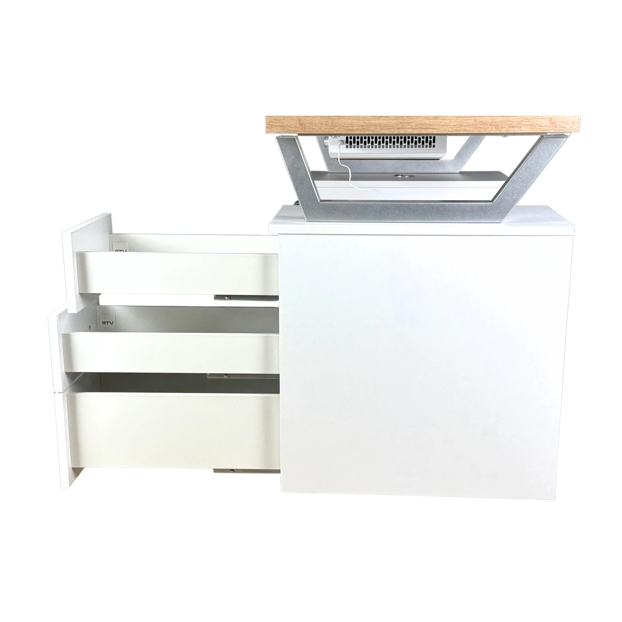 biurko kosmetyczne z otwartymi szufladami