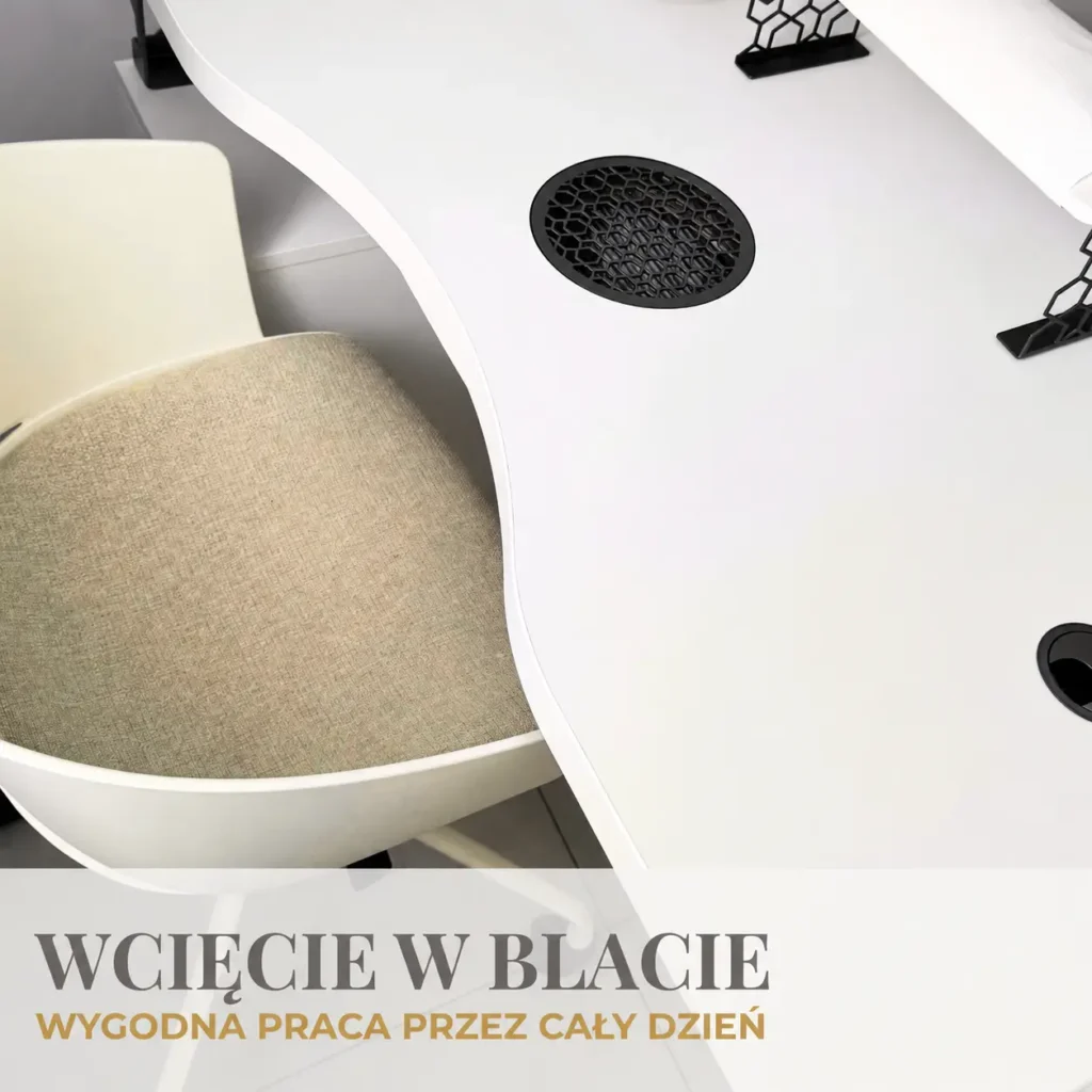 Ergonomiczne wcięcie w blacie biurka COLORS HEXA ONE BLACK