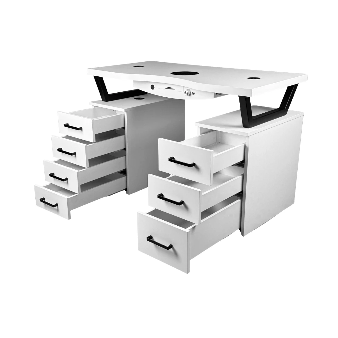 Biurko kosmetyczne z pochłaniaczem pyłu i szufladami czarne