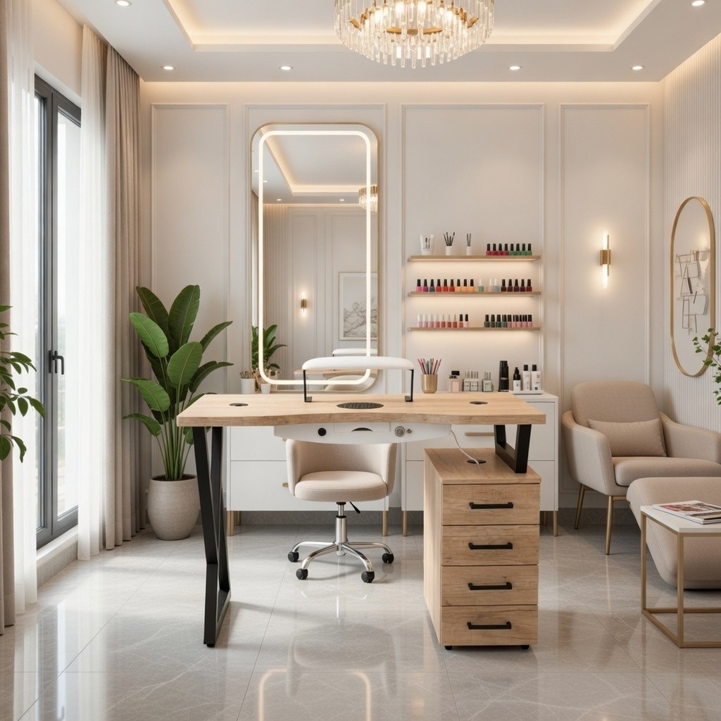 biurko kosmetyczne drewniane z pochłaniaczem