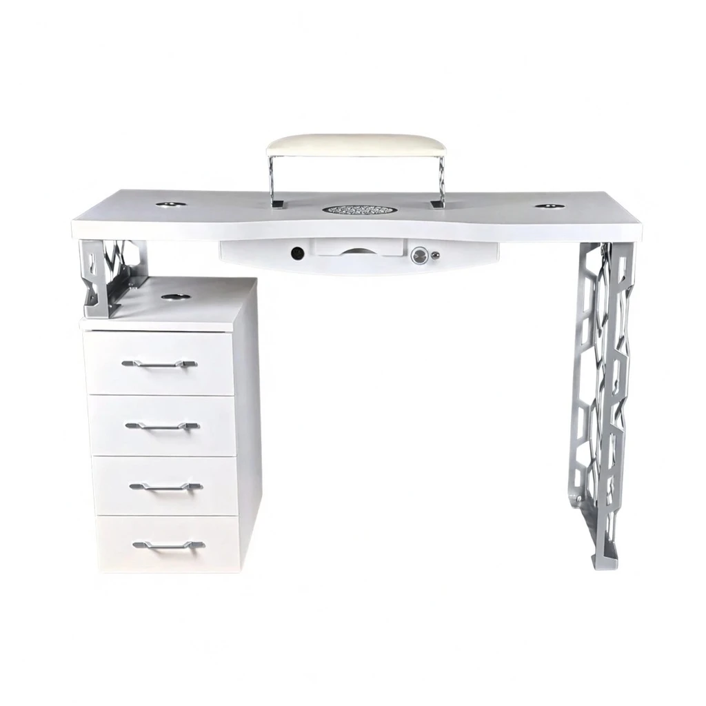 biurko kosmetyczne z pochłaniaczem srebrne