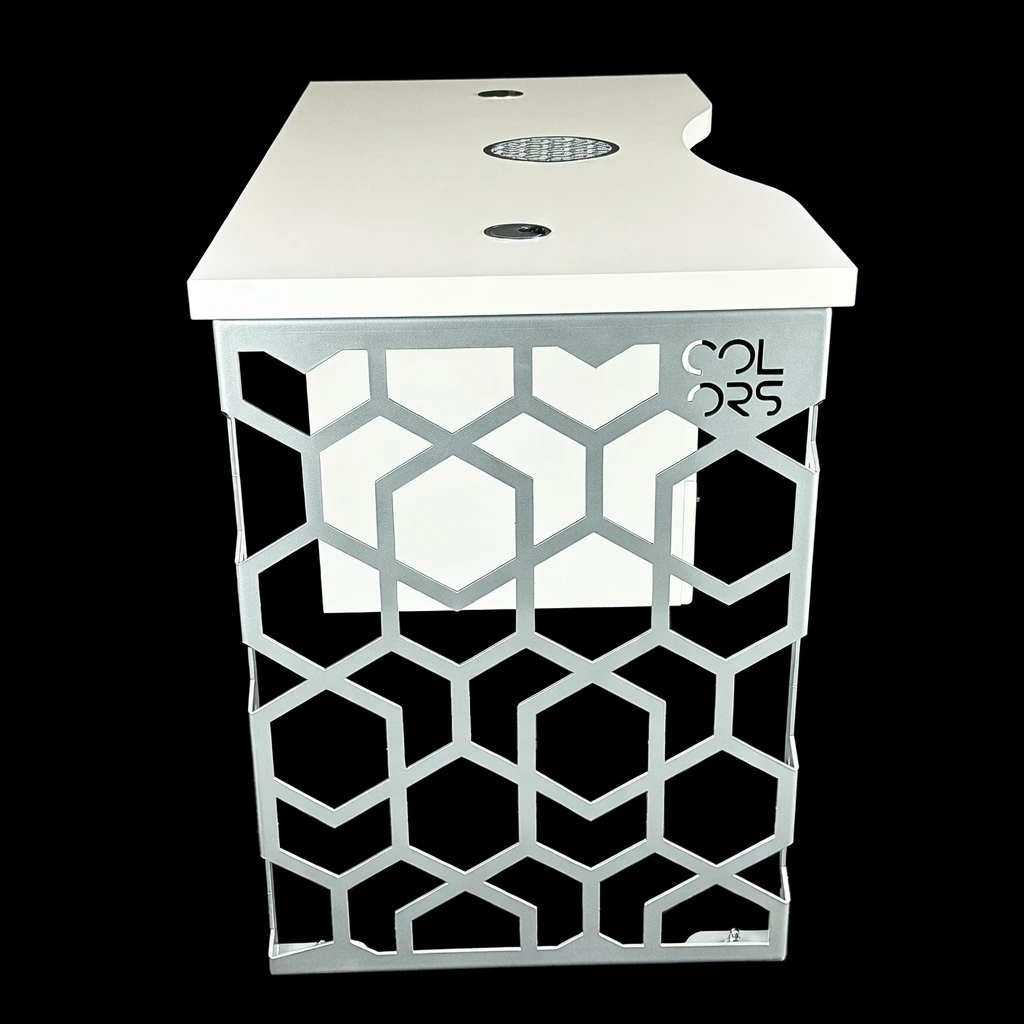 biurko kosmetyczne z pochlaniaczem pylu srebrne